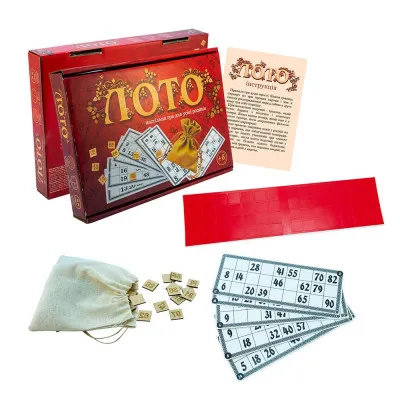 Настольная игра Strateg "Лото з дерев'яними фішками" (укр) (30656) Настольная игра Strateg "Лото з дерев'яними фішками" (укр) (30656)