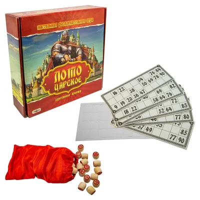 Настольная игра Strateg "Лото с деревяними бочонками: царское" (рус) (342) Настольная игра Strateg "Лото с деревяними бочонками: царское" (рус) (342)