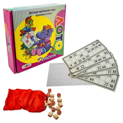 Настольная игра Strateg "Лото с деревяними бочонками: детское" (рус) (343) Настольная игра Strateg "Лото с деревяними бочонками: детское" (рус) (343)