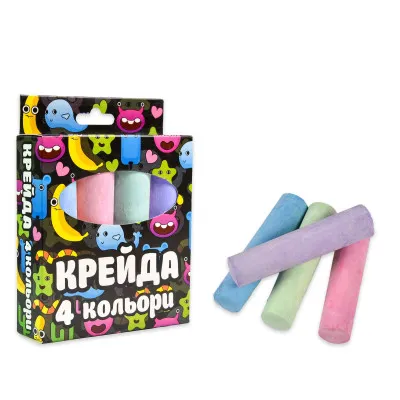 Крейда Велика кругла - 4 штуки Strateg різнокольорова (50115) Крейда Велика кругла - 4 штуки Strateg різнокольорова (50115)