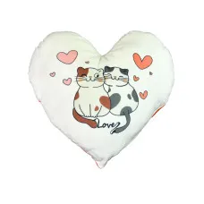 Подушка плюшева Серце "Закохані котики" розмір 44*40 см червона (60759)