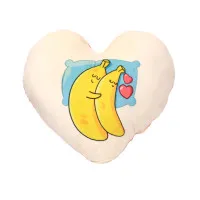 Подушка плюшевая Сердце "Бананы в объятиях" размер 44*40 см красная (60760)