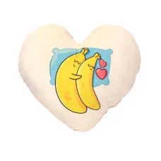 Подушка плюшевая Сердце "Бананы в объятиях" размер 44*40 см красная (60760)