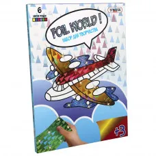 Набір для дитячої творчості Strateg "Картинка з фольги Foil World Літак" (рус) (700-2)