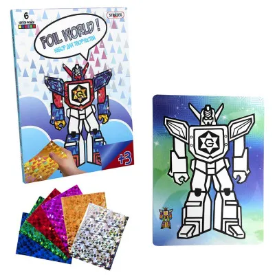 Набір для дитячої творчості Strateg "Картинка з фольги Foil World Робот" (рус) (700-6) Набір для дитячої творчості Strateg "Картинка з фольги Foil World Робот" (рус) (700-6)