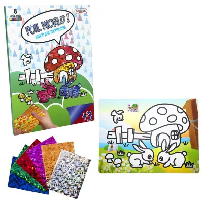 Набір для дитячої творчості Strateg "Картинка з фольги Foil World Заячий дворик" (рус) (700-9) Набір для дитячої творчості Strateg "Картинка з фольги Foil World Заячий дворик" (рус) (700-9)