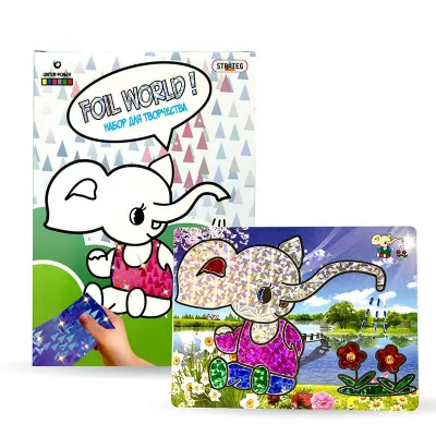 Набір для дитячої творчості Strateg "Картинка з фольги Foil World Слоник" (рус) (700-8) Набір для дитячої творчості Strateg "Картинка з фольги Foil World Слоник" (рус) (700-8)