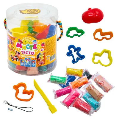 Набір для ліплення Strateg "Містер тісто" (з блискітками/22 штуки) (71103) Набір для ліплення Strateg "Містер тісто" (з блискітками/22 штуки) (71103)