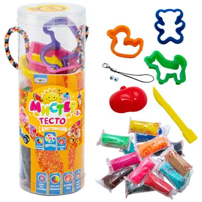 Набір тіста для ліплення Strateg "Містер тісто" (у блістері/з блискітками/14 кольорів) (71105) Набір тіста для ліплення Strateg "Містер тісто" (у блістері/з блискітками/14 кольорів) (71105)