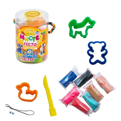 Набір тесту для ліплення Strateg "Містер тісто" (у блістері/з блискітками/7 кольорів) (71106) Набір тесту для ліплення Strateg "Містер тісто" (у блістері/з блискітками/7 кольорів) (71106)