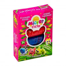 Наборы для лепки Strateg "Містер тісто  4 кольори з глітером" (укр) (71508)