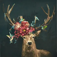 Картина за номерами Strateg Олень з квітами розміром 50х50 см (AA007)