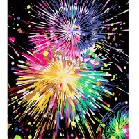 Картина по номерам Strateg Фейерверк среди звездного неба на черном фоне размером 40х50 см (AH1088)