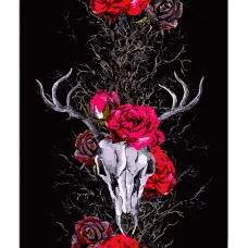 Картина за номерами Strateg Череп оленя з трояндами на чорному фоні розміром 40х50 см (AH1097)