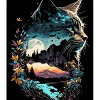 Картина за номерами Strateg Котяче відображення природи на чорному фоні розміром 40х50 см (AH1129)