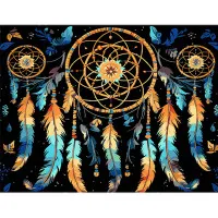 Картина за номерами Strateg Захоплюючий ловець снів на чорному фоні розміром 40х50 см (AH1136)