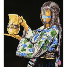 Картина по номерам Strateg ПРЕМИУМ Возвышенная на черном фоне с лаком размером 40х50 см (AH1144)