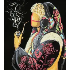 Картина по номерам Strateg ПРЕМИУМ Ладанна на черном фоне с лаком размером 40х50 см (AH1145)