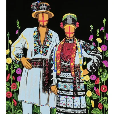 Картина за номерами Strateg ПРЕМІУМ Нерозривні на чорному фоні з лаком розміром 40х50 см (AH1146)