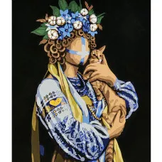 Картина за номерами Strateg ПРЕМІУМ Пригорнута на чорному фоні з лаком розміром 40х50 см (AH1147)