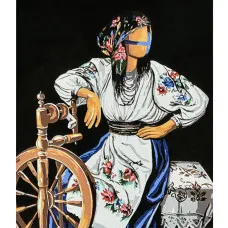 Картина за номерами Strateg ПРЕМІУМ Пряля на чорному фоні з лаком розміром 40х50 см (AH1151)