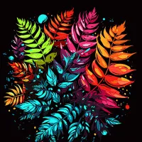 Картина по номерам Strateg ПРЕМИУМ Папоротник в цветочной аранжировке на черном фоне размером 40х40 см (AV4040-43)