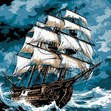 Картина за номерами Strateg ПРЕМІУМ Морський шторм на чорному фоні розміром 40х40 см (AV4040-71)