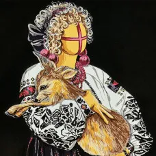 Картина за номерами Strateg ПРЕМІУМ Пригорнута на чорному фоні з лаком розміром 40х40 см (AV4040-86)