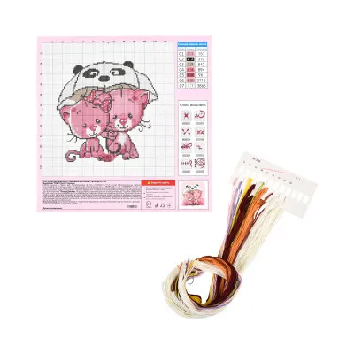 Набір для творчості вишивка хрестиком Котики під парасолькою Strateg розміром 30х30 см (AX-309) Набір для творчості вишивка хрестиком Котики під парасолькою Strateg розміром 30х30 см (AX-309)