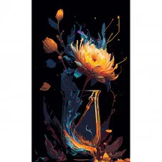 Картина за номерами Strateg ПРЕМІУМ Квітковий феєрверк на чорному фоні розміром 50х25 см (BH5025-2)