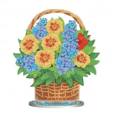  Алмазная мозаика Strateg ПРЕМИУМ Цветы в корзине на подставке размером 30х30 см (BJP10)