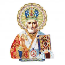 Алмазна мозаїка Strateg ПРЕМІУМ Святий Миколай Чудотворець на підставці розміром 30х30 см (BJP205)