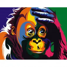 Картина по номерам Strateg  Поп-арт обезьянка без подрамника размером 40х50 см (BR002)