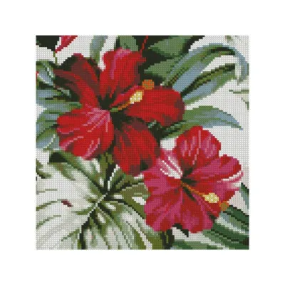 Алмазная мозаика Красный гибискус 30х30 см CA-0009