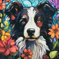 Алмазная мозаика Strateg ПРЕМИУМ Пес в свете цветов размером 30х30 см не полная выкладка (DEEX16290)