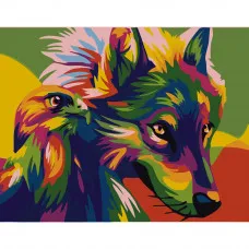 Картина по номерами Strateg ПРЕМИУМ Поп-арт волк и орел размером 40х50 см (DY005)