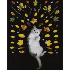 Картина по номерами Strateg ПРЕМИУМ Осенний котик размером 40х50 см (DY062)