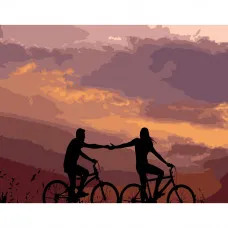 Картина по номерами Strateg ПРЕМИУМ Велосипедная прогулка размером 40х50 см (DY067)
