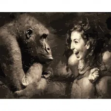 Картина по номерами Strateg ПРЕМИУМ Пантомима с обезьяной размером 40х50 см (DY084)