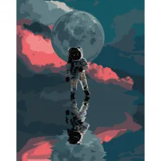 Картина по номерами Strateg ПРЕМИУМ Космонавт за облаками размером 40х50 см (DY098)