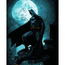 Картина за номерами Strateg ПРЕМІУМ Бетмен у місячному сяйві розміром 40х50 см (DY167)