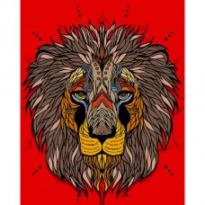 Картина за номерами Strateg ПРЕМІУМ Африканський лев розміром 40х50 см (DY195)
