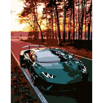 Картина за номерами Strateg ПРЕМІУМ Lamborghini розміром 40х50 см (DY230)