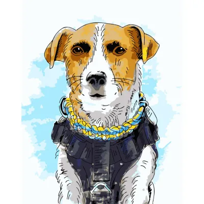 Картина за номерами Strateg ПРЕМІУМ Акварельний пес Патрон розміром 40х50 см (DY262)