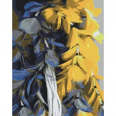 Картина по номерам Strateg ПРЕМИУМ Желтоголубые перья размером 40х50 см (DY272)