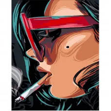 Картина за номерами Strateg ПРЕМІУМ Червоні окуляри розміром 40х50 см (DY328)