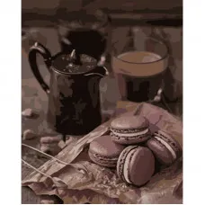 Картина за номерами Strateg ПРЕМІУМ Макаруни до кави розміром 40х50 см (DY337)