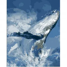 Картина за номерами Strateg ПРЕМІУМ Могутність кита з лаком розміром 40х50 см (DY401)