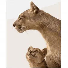 Картина по номерам Strateg ПРЕМИУМ Мать львица с детенышем размером 40х50 см (DY402)
