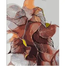 Картина за номерами Strateg ПРЕМІУМ Абстрактне листя з лаком та з рівнем розміром 40х50 см (DY426)